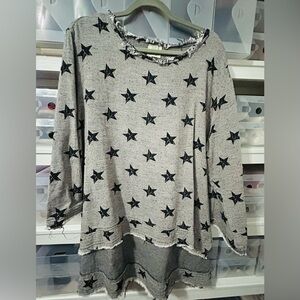 Jaded Gypsy Chic Black Star Patterned Women's Long Sleeve Top